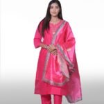 Solid Silk Blend Straight Tunic Pant With Dupatta